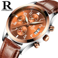 Multifunction mens wristwatches genuine leather man watches waterproof calendar business male clocks ontheedge 028 P